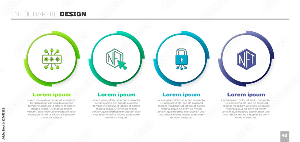 Set Cyber security, NFT Digital crypto art, and . Business infographic template. Vector
