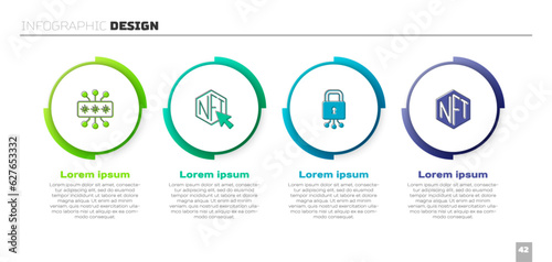 Set Cyber security, NFT Digital crypto art, and . Business infographic template. Vector