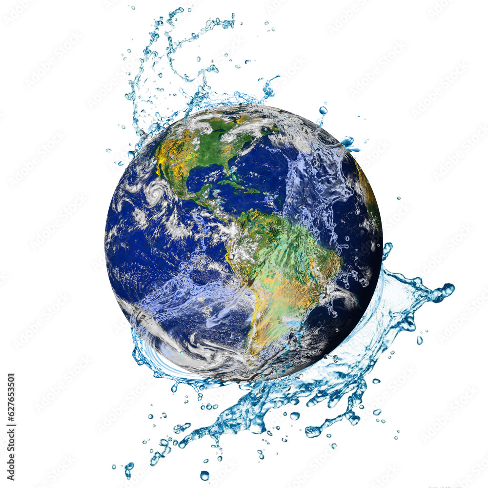 Fototapeta premium Water recycle on earth isolated on png background. Elements of this image furnished by NASA.