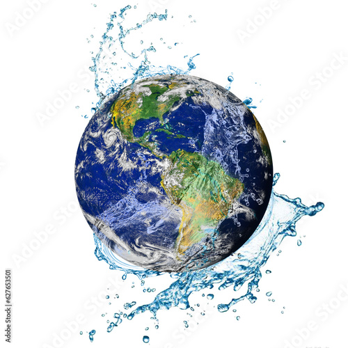 Water recycle on earth isolated on png background. Elements of this image furnished by NASA.