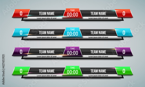 Sport scoreboard with time and result display. Vector template for your design.