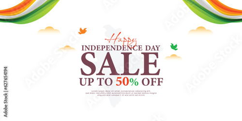 indian happy independence day sale banner orange and green water color background social media post design
