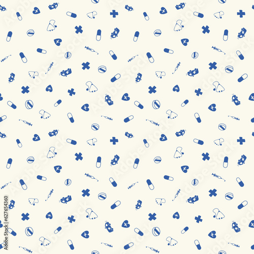 Medical seamless vector pattern. Background with thin line icons for presentation backdrop. Healthcare wallpaper.