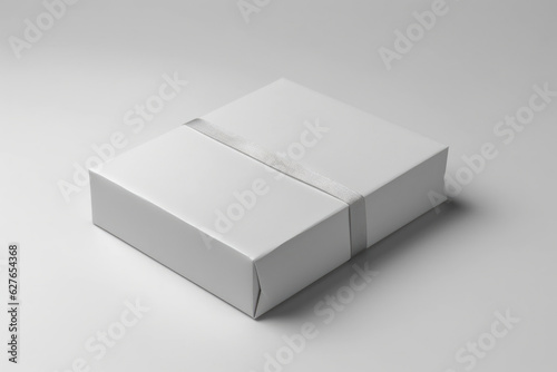 Minimalist White Gift Box on a White Surface