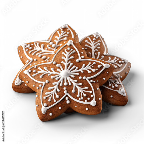 Gingerbread cookies isolated on transparent background 