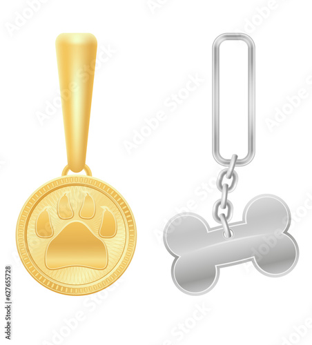 dog collar medallion not to get lost vector illustration