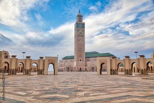 Casablanca, biggest city in Morocco. Hassan II Mosque, HDR photo.
