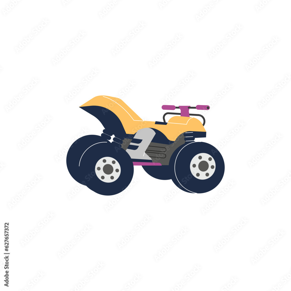 Yellow standing quad bike flat style, vector illustration Yellow standing quad bike flat style, vector illustration