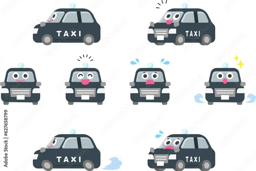 働く車・タクシー　イラストセット.