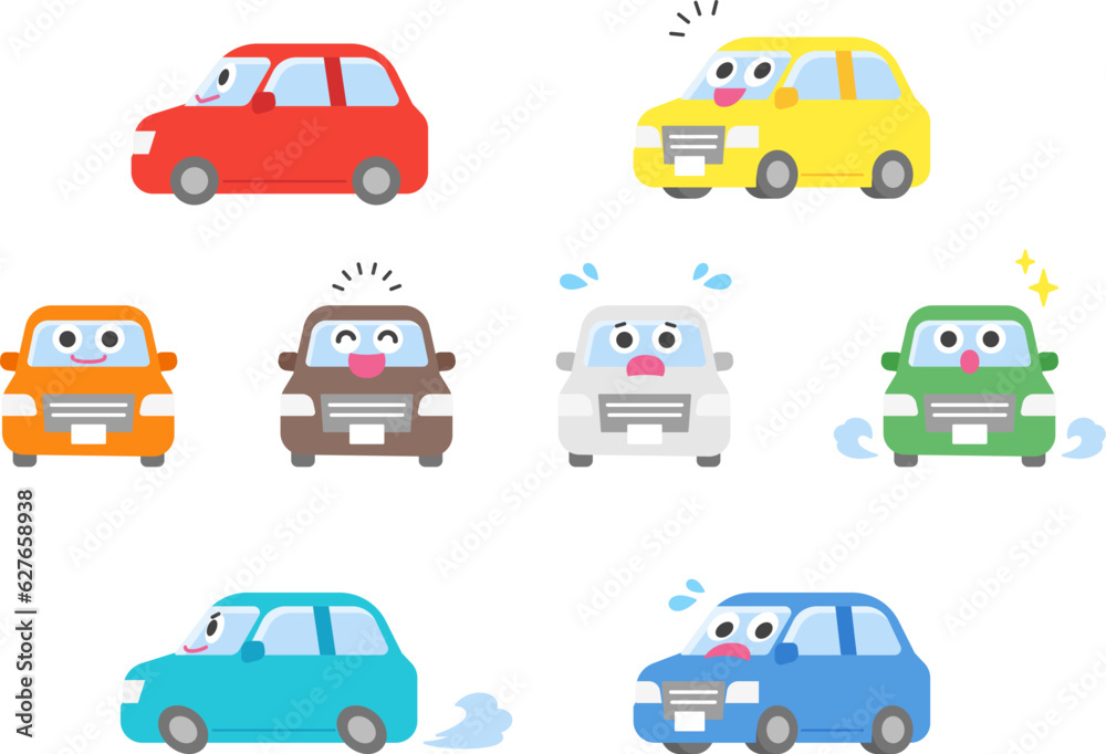 様々な角度の自動車 イラストセット. 様々な角度の自動車 イラストセット.