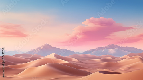 Abstract desert landscape, pink sky. AI generated