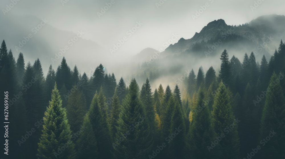 Foggy Green Mountains