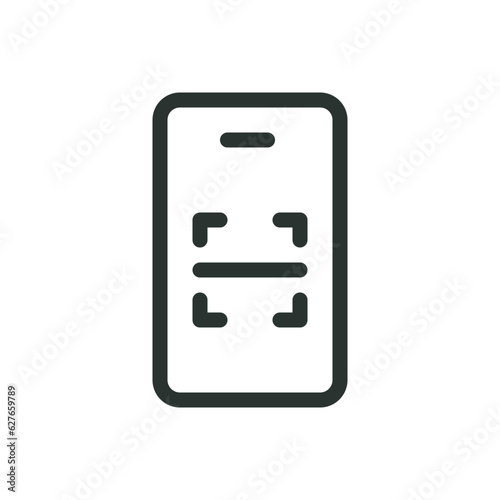 Scan QR code with mobile phone isolated icon, QR code smartphone scanner vector icon with editable stroke