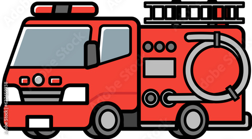 働く車・消防車　イラストセット. © m-tsukasa