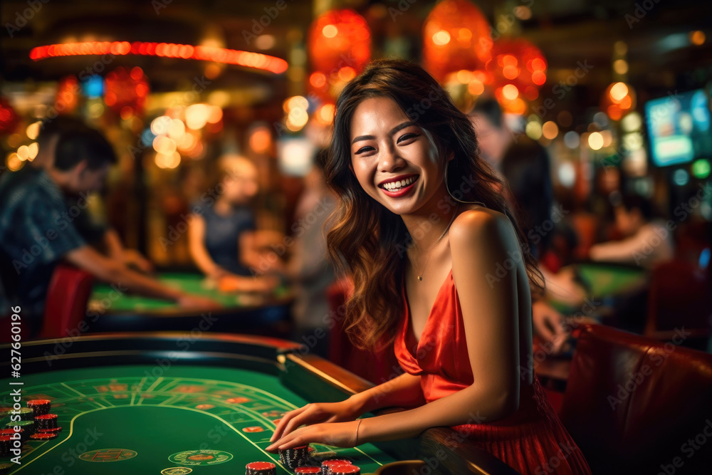 Happiness at the Baccarat Table: Beautiful Lady Wins