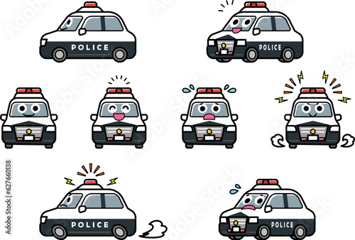 働く車・パトロールカー　イラストセット.