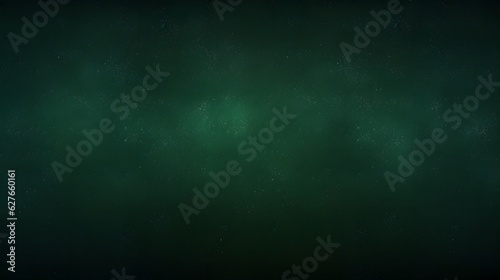 Dark green color gradient grainy background, illuminated spot on black, noise texture effect, wide banner size