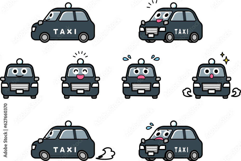 Naklejka premium 働く車・タクシー イラストセット.