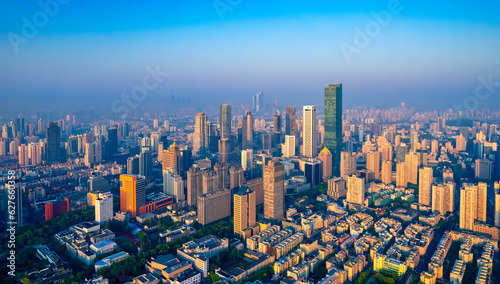 Fototapeta Naklejka Na Ścianę i Meble -  Aerial view of the CBD in Xinjiekou, Nanjing Province, China