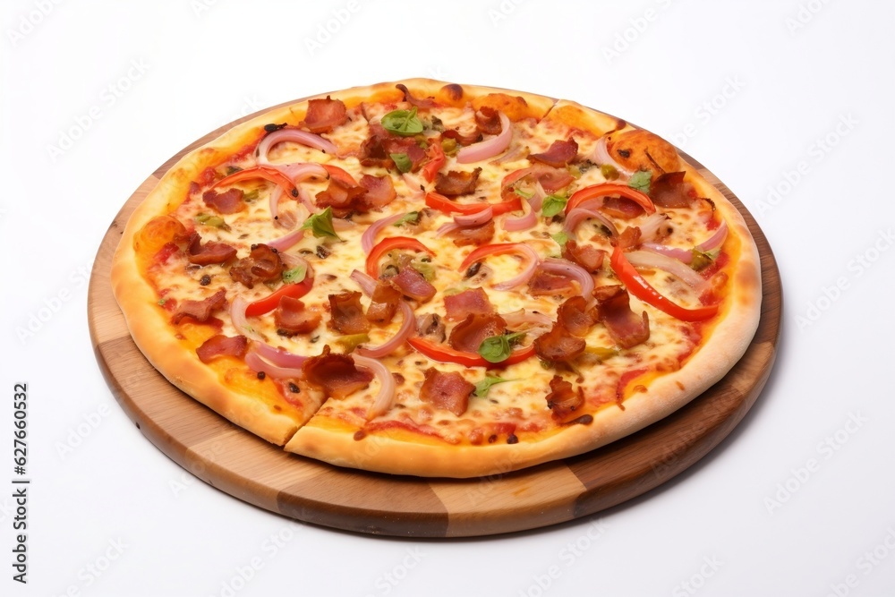 Pizza on a white background, Generative Ai