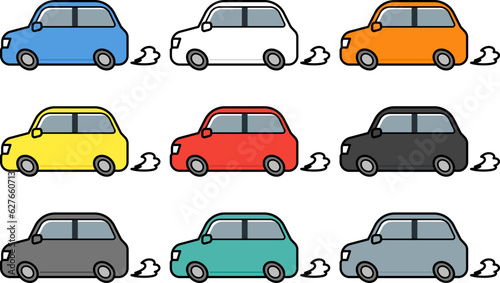 様々な色の自動車.
