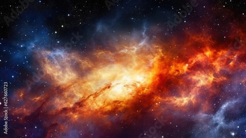 Celestial Euphoria: Captivating Orange Nebula © AIproduction
