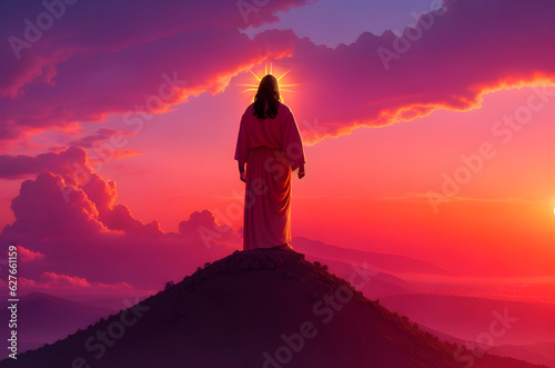 Jesus looking from top of mountain