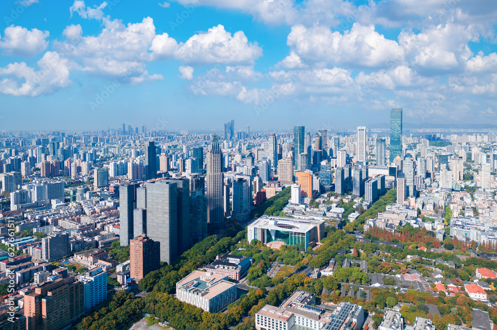 Aerial view of the CBD in Xinjiekou, Nanjing Province, China Aerial view of the CBD in Xinjiekou, Nanjing Province, China