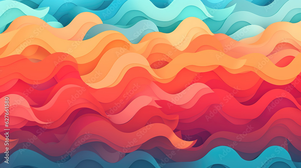 Fototapeta premium modern simple inspired cartoon waves as a wallpaper, ai generated image