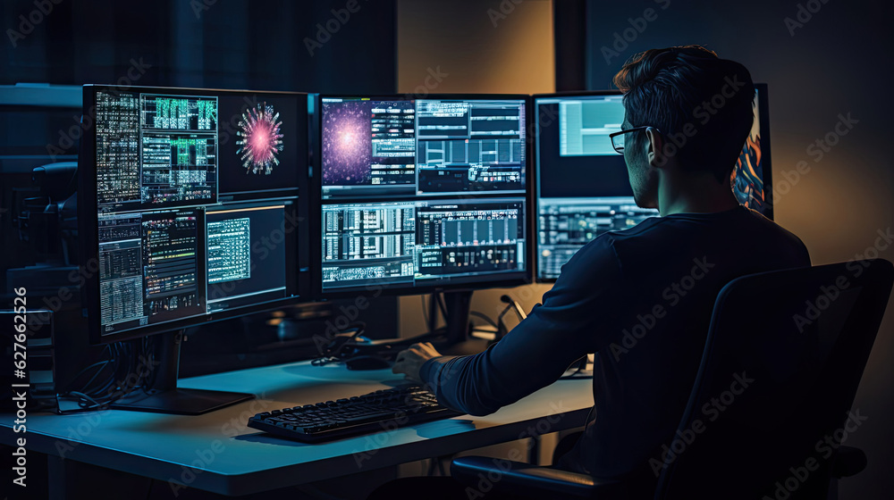 Tech guy working at night Tech guy working at night