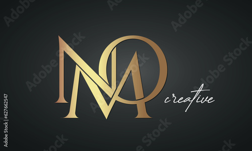 luxury letters NMO golden logo icon premium monogram, creative royal logo design photo