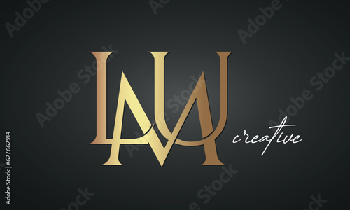 luxury letters LMU golden logo icon premium monogram, creative royal logo design photo