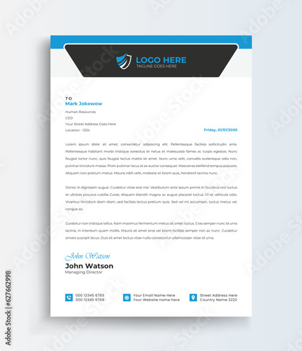 Security Service modern letterhead design template. creative modern letterhead design template for your project. Printable A4 size, Template.