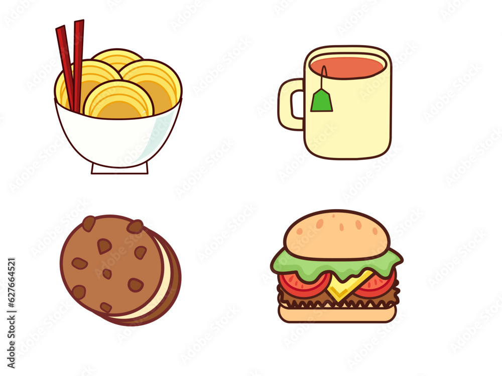 fast food icons set