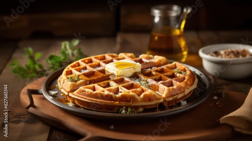 waffle with butter and maple syrup © Zain Graphics