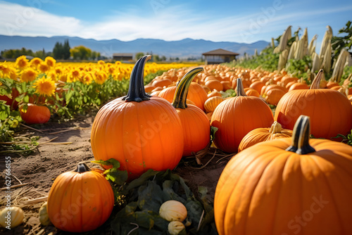 A pumpkin patch with a variety of pumpkins and gourds