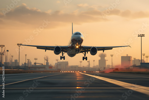 A plane taking off from an airport