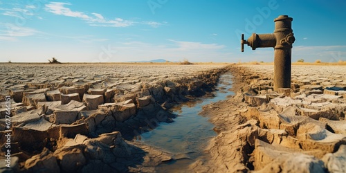 Drought, water and ecology problem. Water scarcity. Generative AI