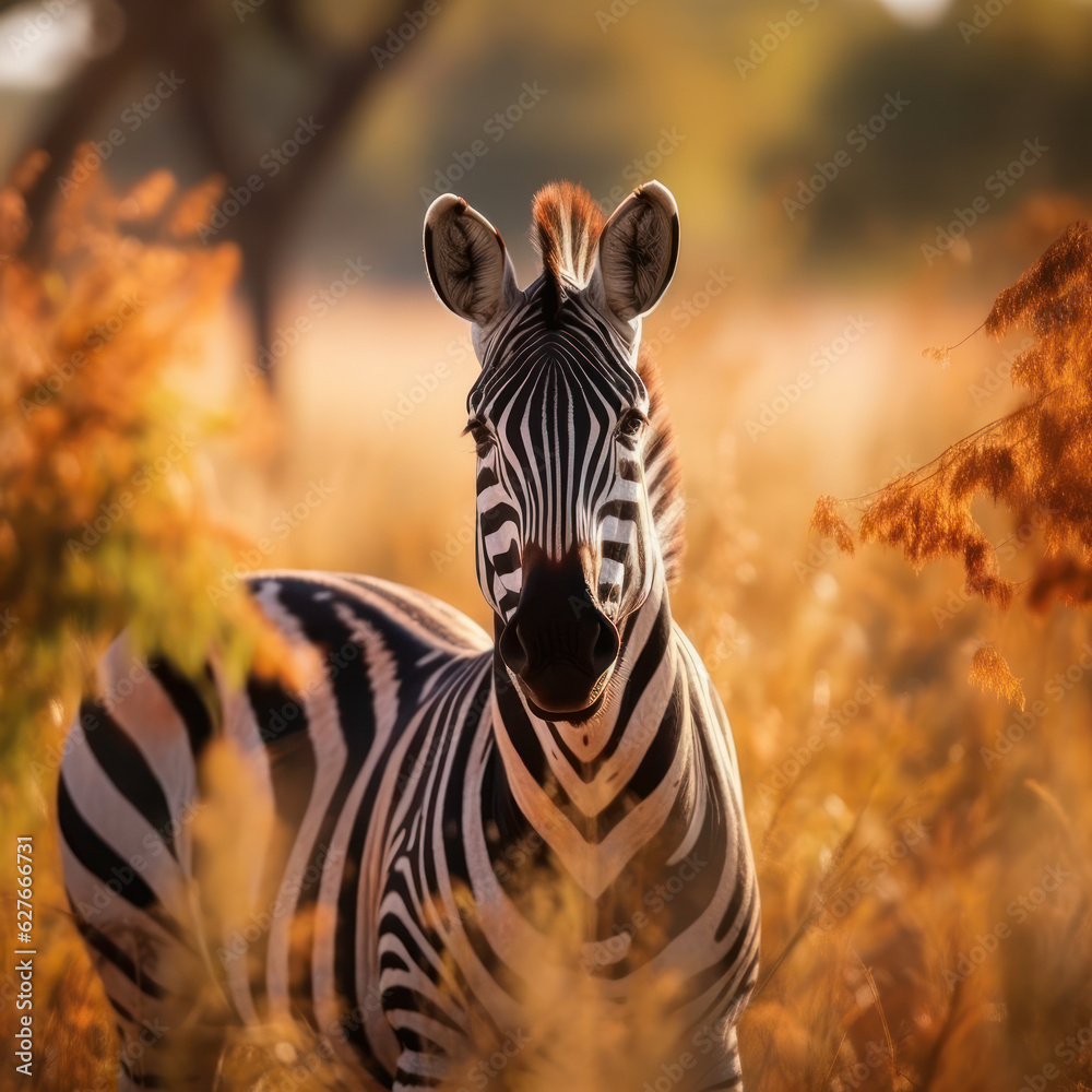 Naklejka premium Zebra, Wildlife Photography, Generative AI