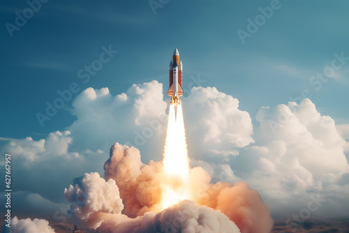 Canvas Print A rocket launching into space