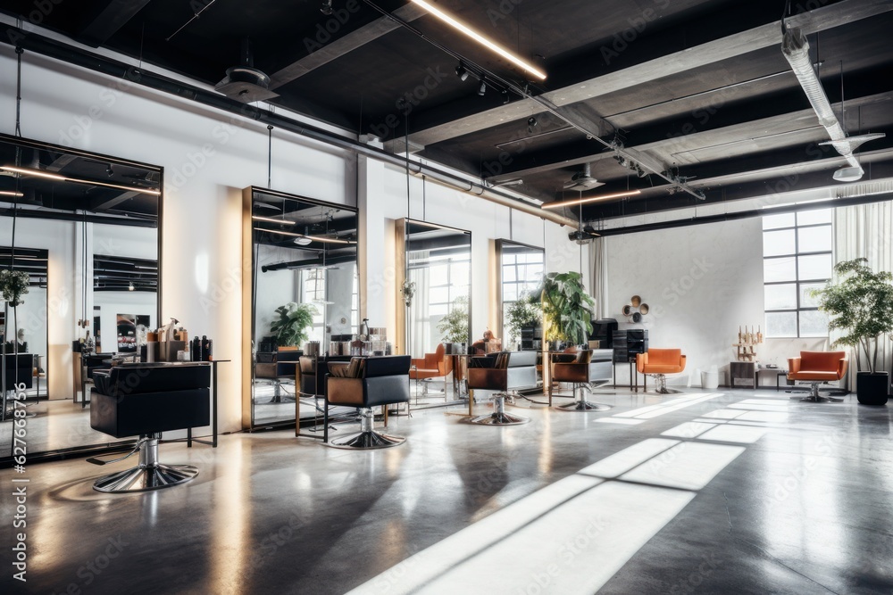 Hairdresser salon interior big. Generate Ai Hairdresser salon interior big. Generate Ai