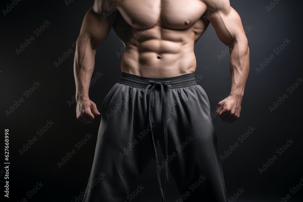Fototapeta premium Athletic man abs. Generate Ai