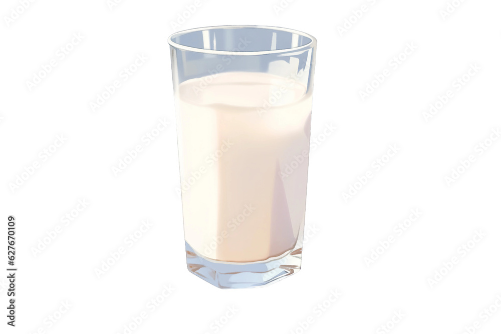 A glass of milk. isolated object, transparent background A glass of milk. isolated object, transparent background
