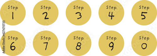 数字のあしらいセット　ステップ　STEP　ベクター　手
