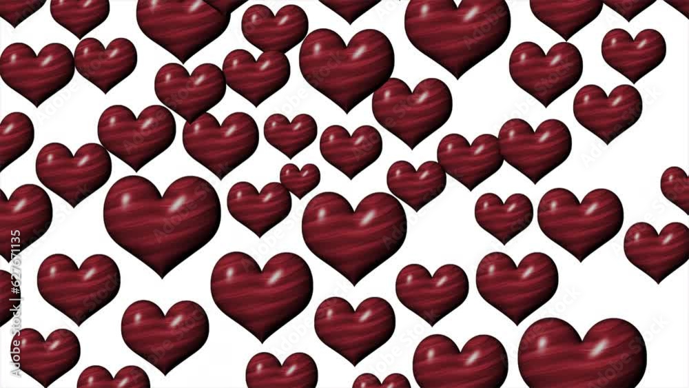 Falling red hearts on white background Falling red hearts on white background