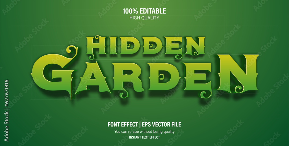 Hidden Garden 3d text effect, Editable text effect. Hidden Garden 3d text effect, Editable text effect.
