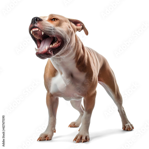 Obraz na płótnie pitbull dog portrait with open mouth on isolated background, generative ai w salonie