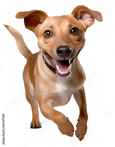 potcake dog feeling happy on isolated background, generative ai