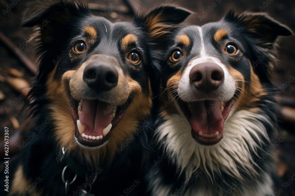 A couple of dogs taking a selfie together with a phone, Generative Ai