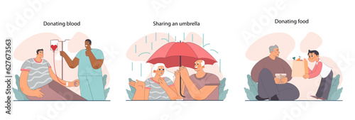 Good action or deed set. Concept of support and kindness sharing